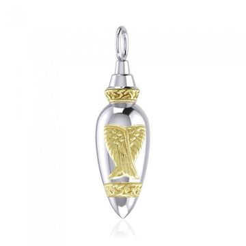 Celtic Angel Wing Silver and Gold Bottle Pendant MPD4065 - Jewelry